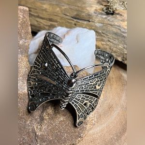 Silver butterfly cuff bracelet